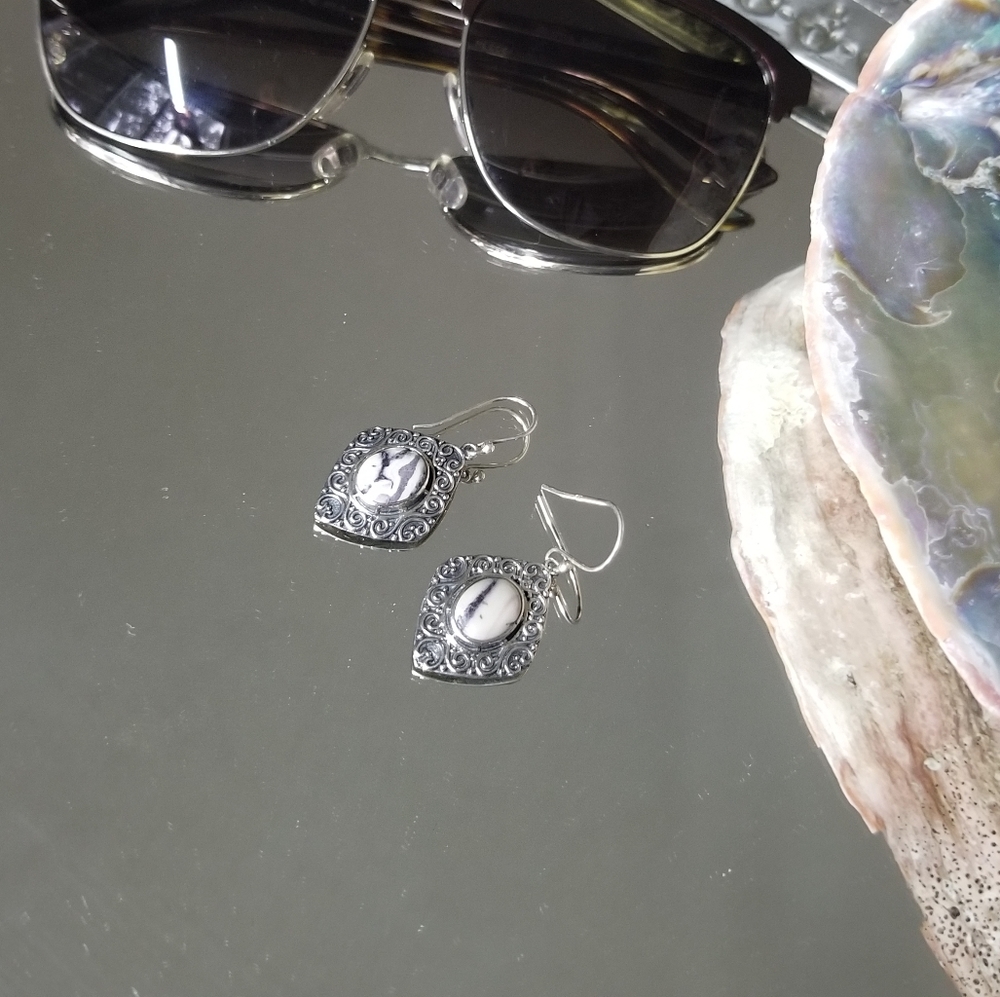 NEW Zebra Jasper Drop Earrings; Sterling Silver